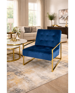 Oslo Velvet Accent Chair with Metal Base 