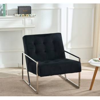 Oslo Velvet Accent Chair with Metal Base 