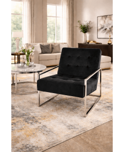 Oslo Velvet Accent Chair with Metal Base 