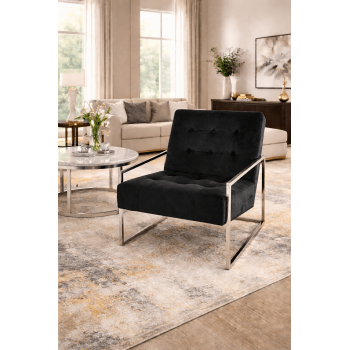 Oslo Velvet Accent Chair with Metal Base 