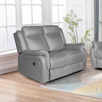 Fabric Electric Recliner Sofa Set - Bently 3+2 Seater with Modern LED & USB Features in Premium Grey