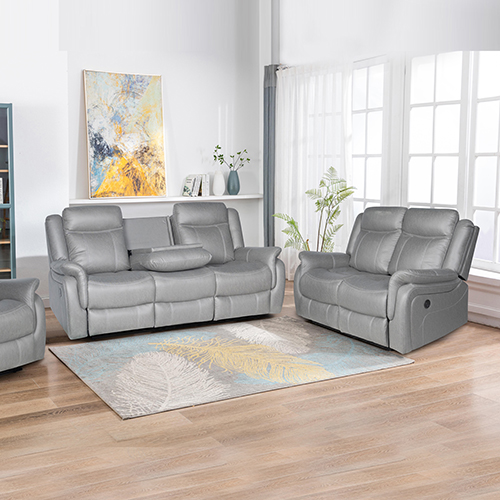 Fabric Electric Recliner Sofa Set - Bently 3+2 Seater with Modern LED & USB Features in Premium Grey