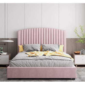 Delvin Pink Velvet Upholstery Bed Frame