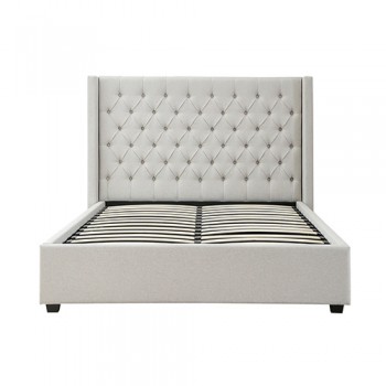Prado Winged Grey Linen Fabric Gas Lift Multiple Sizes Bed Frame