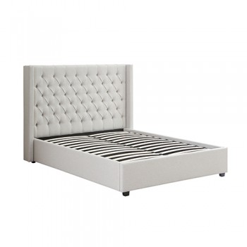 Prado Winged Grey Linen Fabric Gas Lift Multiple Sizes Bed Frame
