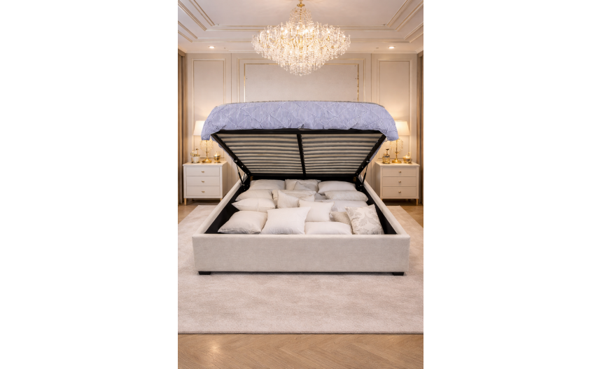 Prado Grey Linen Fabric Gas Lift Bed Frame