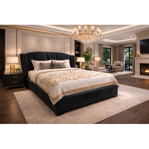 Raphael Black Velvet Gas Lift Bed Frame