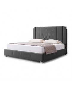 Air Leather Bed Frame - Franco Padded Upholstery with Polished Stainless Steel Feet