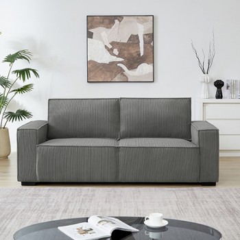 2.5 Seater Fabric Sofa - Katrina Grey Upholstery with Modern Wooden Structure