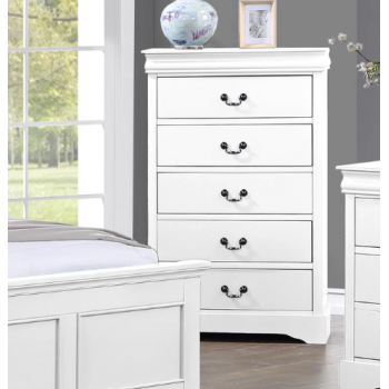 Caila Solid Wooden Tallboy with 5 Drawers Metal Handles
