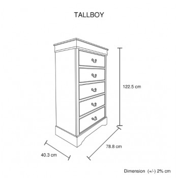 Caila 4 Pcs (Tallboy) Solid Wood Bedroom Suite In Multiple Size & Colour