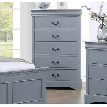 Caila Solid Wooden Tallboy with 5 Drawers Metal Handles
