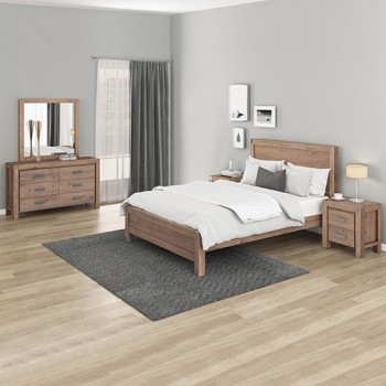 Solid Acacia Timber Bedroom Suite Nikoly – Complete 5-Piece Natural Wood Furniture Set with Multiple Sizes