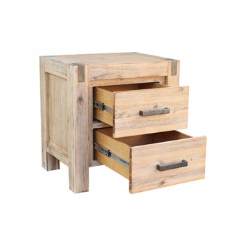 Nikoly Solid Acacia 2 Drawer Bedside Table