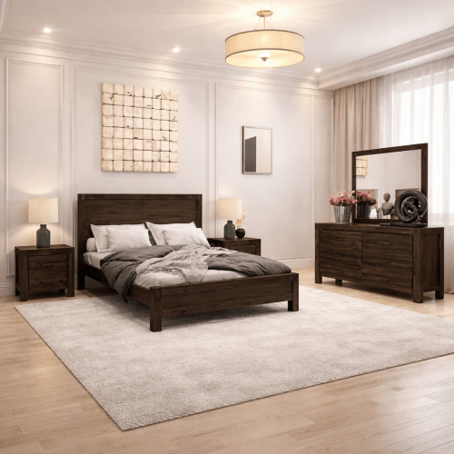 Nikoly 4 Pcs (Dresser) Bedroom Suite In Acacia Timber In Multiple Size & Colour