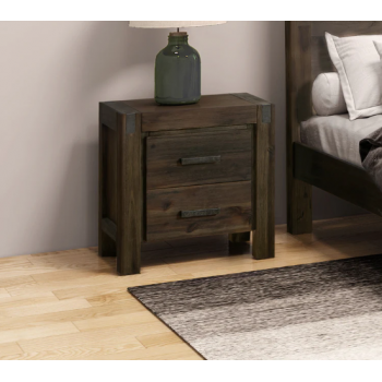 Nikoly Solid Acacia 2 Drawer Bedside Table
