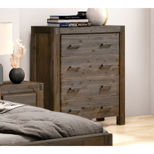 Nikoly Solid Acacia 4 Drawer Tallboy 