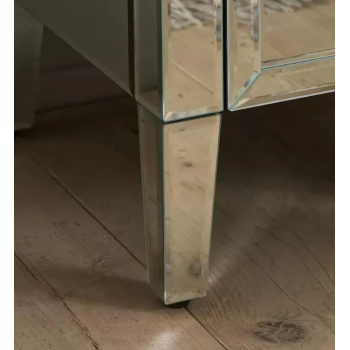 Hermes Silver Mirrored Bedside Table with 3 Drawers & Sparkling Handles