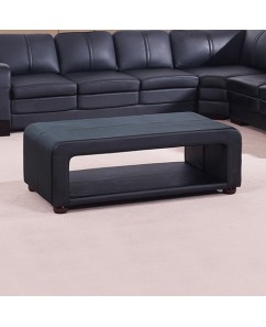 Leather Coffee Table with Storage - Diana Premium Bonded Leather with Tempered Glass Top in Black
