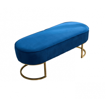 Enzo Bench Chair Velvet Fabric Padded Upholstered Seat Wooden Frame Iron Feet Shiny Golden 