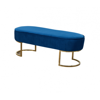 Enzo Bench Chair Velvet Fabric Padded Upholstered Seat Wooden Frame Iron Feet Shiny Golden 