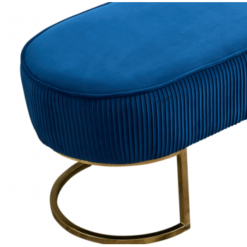 Enzo Bench Chair Velvet Fabric Padded Upholstered Seat Wooden Frame Iron Feet Shiny Golden 