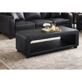 Diana Black Faux Leather Coffee Table With Open Storage 