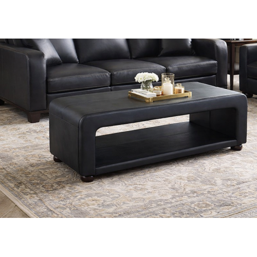 Diana Black Faux Leather Coffee Table With Open Storage 