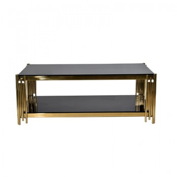 Marco Rectangle Glass Coffee Tables Gold Frame 