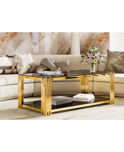 Marco Rectangle Glass Coffee Tables Gold Frame 
