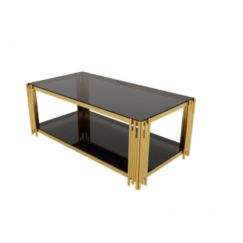 Marco Rectangle Glass Coffee Tables Gold Frame 