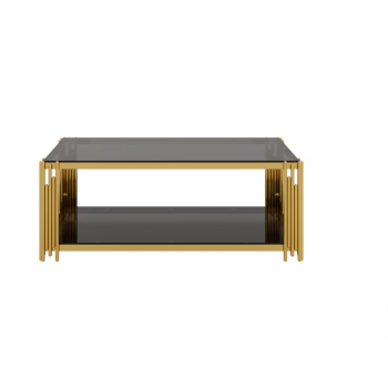 Marco Rectangle Glass Coffee Tables Gold Frame 