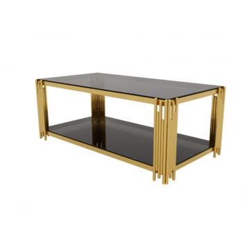 Marco Rectangle Glass Coffee Tables Gold Frame 