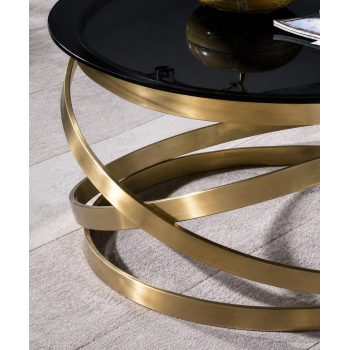 Nina Coffee Table Round Shape Tempered Glass Gold Frame