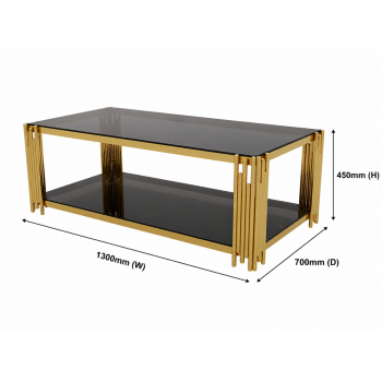 Marco Rectangle Glass Coffee Tables Gold Frame 