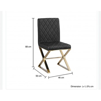 Black PU Leather Dining Chairs - Elena Set of 2 with Modern Vertical Stitching & Chrome Legs