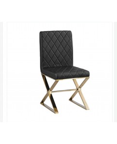 Black PU Leather Dining Chairs - Elena Set of 2 with Modern Vertical Stitching & Chrome Legs