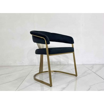 Stella Elegant Black & Gold Velvet Dining Chair