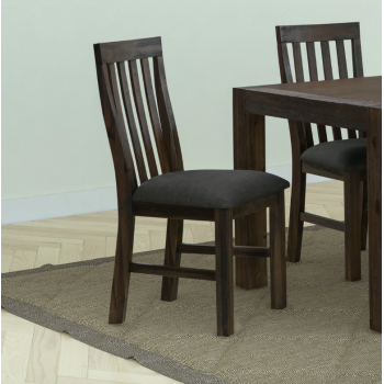 Nikoly Solid Acacia Timber Medium Size Dining Table With 6X Linen Upholstered Chair