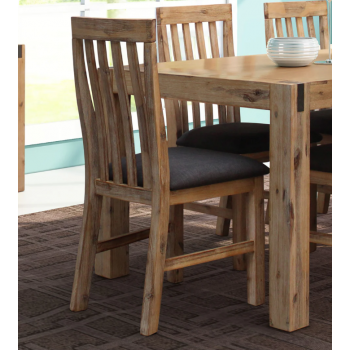 Nikoly Solid Acacia Timber Medium Size Dining Table With 6X Linen Upholstered Chair