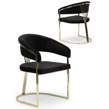 Stella Elegant Black & Gold Velvet Dining Chair