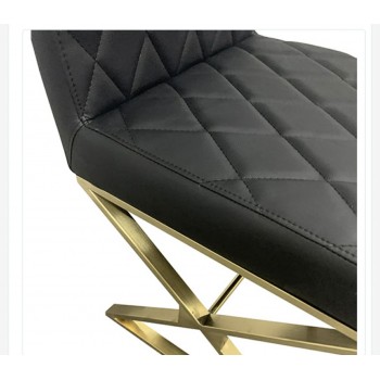 Black PU Leather Dining Chairs - Elena Set of 2 with Modern Vertical Stitching & Chrome Legs