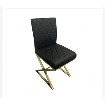 Black PU Leather Dining Chairs - Elena Set of 2 with Modern Vertical Stitching & Chrome Legs