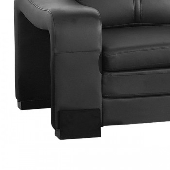 Black Leather Corner Sofa - Diana 6 Seater Lounge with 2 Matching Ottomans