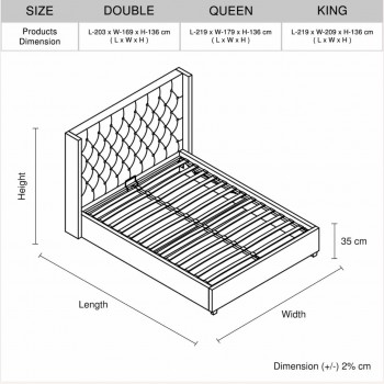 Gas Lift Bed Frame Prado – Winged Grey Linen Fabric with Under-Bed Storage in Multiple Sizes
