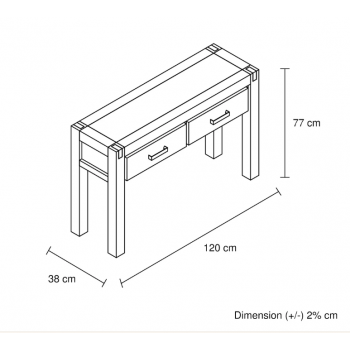 Nikoly Solid Acacia Hall Table with 2 Drawers