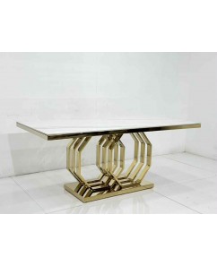 Alfa Stainless Gold Frame & Marble Top Dining Table 