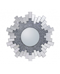 Luxury Sparkling Wall Mirror with Smokey Grey & Silver Glass Finish