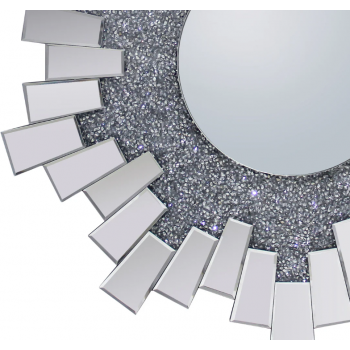 Luxury Sparkling Wall Mirror with Smokey Grey & Silver Glass Finish