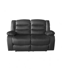 Black Leatherette Recliner Sofa Suite - Doris 3+1+1 Manual Motion Lounge with Durable Hardwood Frame